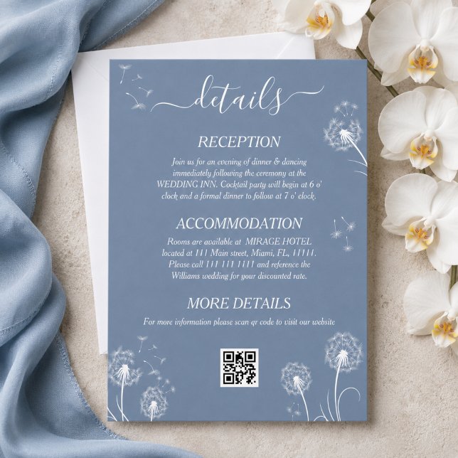 Blue Wildflower Boho Wedding Details Enclosure Card (Creator Uploaded)