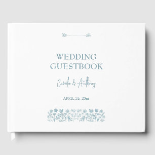 Blue Wildflower Boho Wedding  Guest Book
