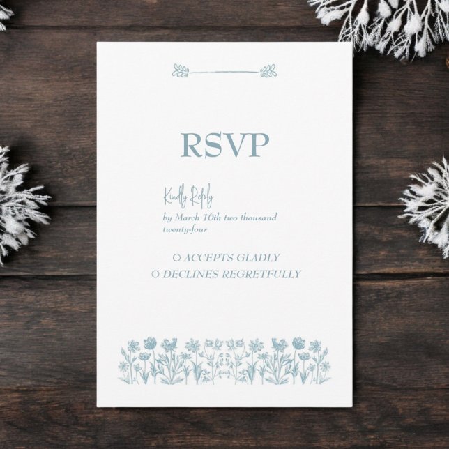 Blue Wildflower Boho Wedding  RSVP Card (Creator Uploaded)