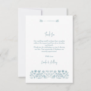 Blue Wildflower Boho Wedding Thank You Card