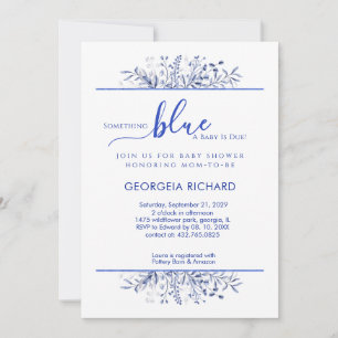 Blue Wildflower Border Something Blue Baby Shower Invitation