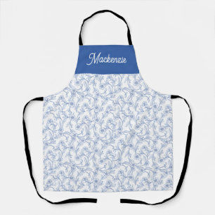 Blue Wildflower Botanical Custom Name Apron
