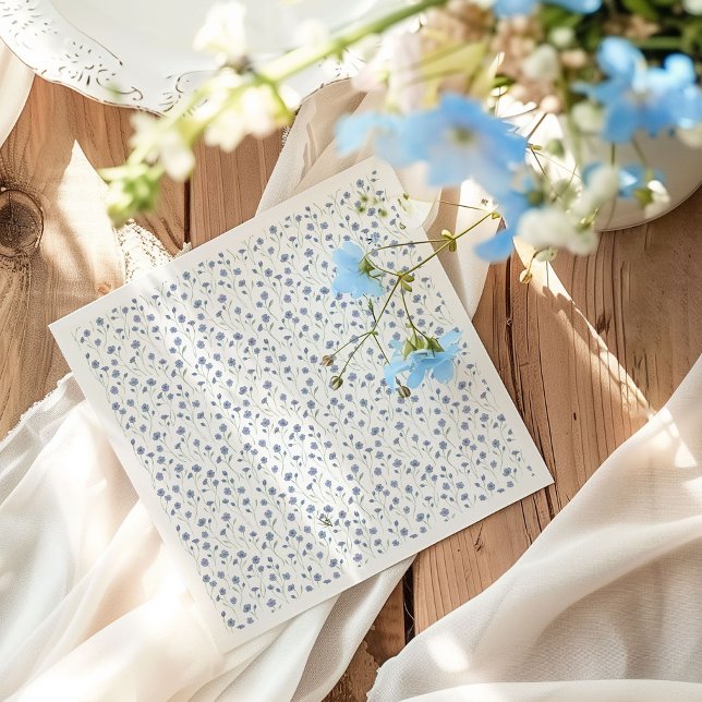 Blue Wildflower Botanical Garden Bridal Shower  Napkin (Creator Uploaded)