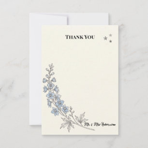 Blue Wildflower Botanical Wedding Thank You Card
