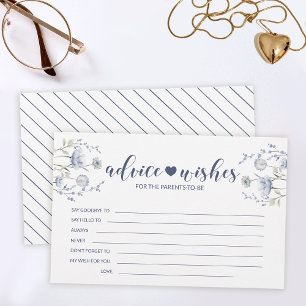 Blue wildflower boy baby shower advice wishes card