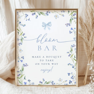 Blue Wildflower Bridal Shower Bouqet Bar  Poster