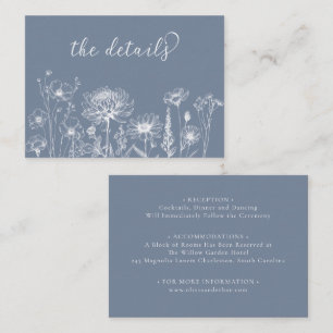 Blue Wildflower Details Card Periwinkle Wedding