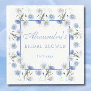 Blue Wildflower Floral Boho Bridal Shower Napkin