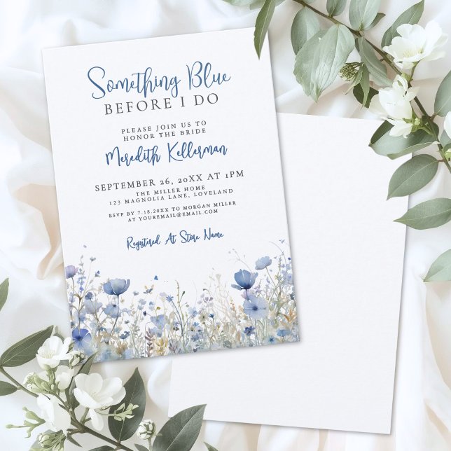 Blue Wildflower Floral Bridal Shower Invitation (Blue Wildflower Floral Bridal Shower Invitation)