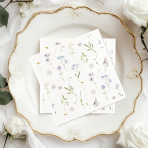 Blue Wildflower Floral elegant Baby Boy shower Napkin