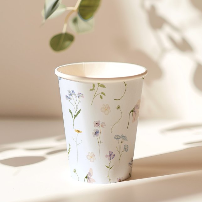 Blue Wildflower Floral elegant Baby Boy shower Paper Cups (Creator Uploaded)