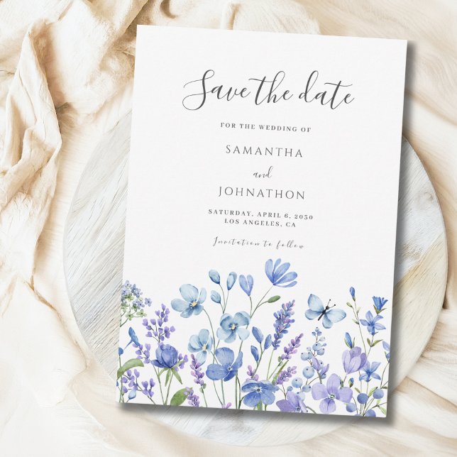 Blue Wildflower Floral Wedding  Save The Date (Creator Uploaded)