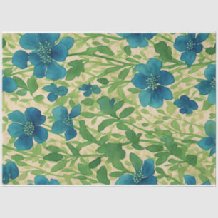 Blue wildflower flowers vintage ephemera pattern tissue paper