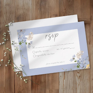 Blue Wildflower Garden Elegant Wedding RSVP Card