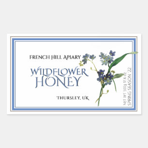 Blue Wildflower Honey Label (Date Harvested)