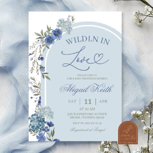 Blue Wildflower Hydrangea Wildly in Love Bridal Invitation