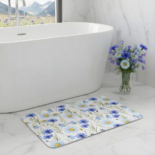 Blue Wildflower Meadow Bath Mat