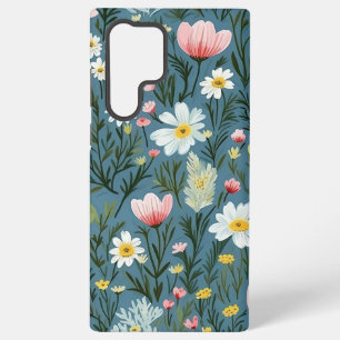 Blue Wildflower Meadow Cottagecore Floral Pattern Samsung Galaxy Case