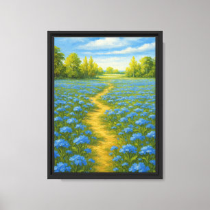 Blue Wildflower Meadow Path Canvas Print