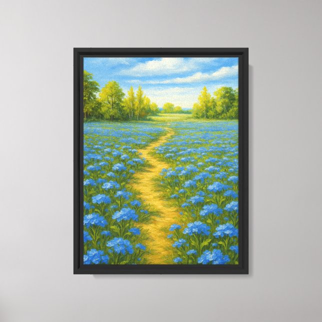 Blue Wildflower Meadow Path Canvas Print (Front)