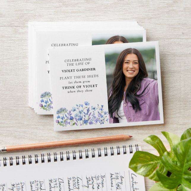 Blue Wildflower Memorial Seed Packet Envelope (Stacked)