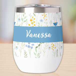 Blue Wildflower Monogram Name