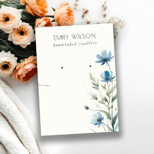 Blue Wildflower Necklace Earring Jewellery Display Business Card