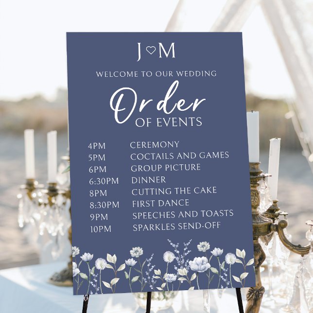 Blue wildflower Order of events Wedding poster (Creator Uploaded)