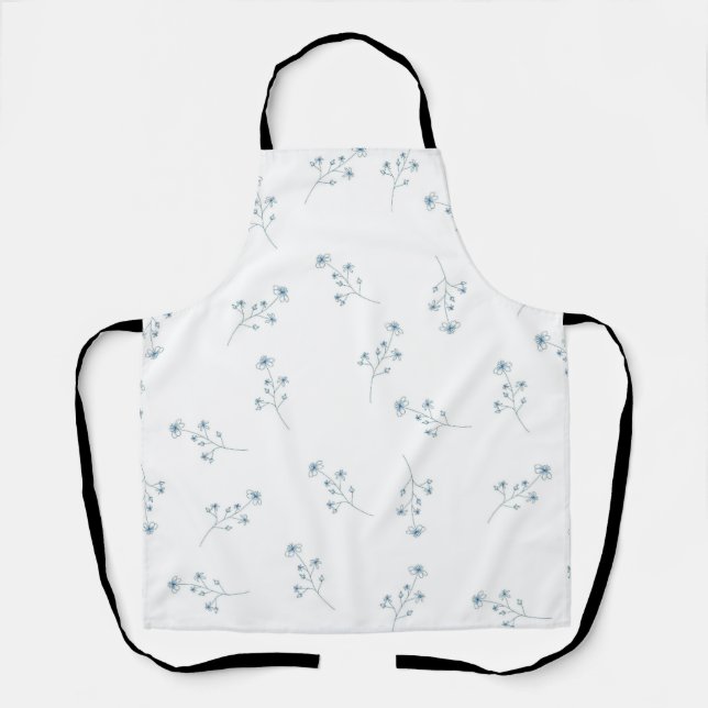 Blue Wildflower Pattern Apron (Front)