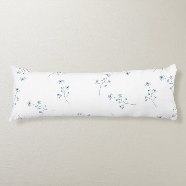 Blue Wildflower Pattern Body Cushion (Front)