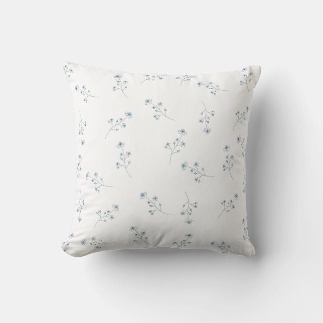 Blue Wildflower Pattern Cushion (Front)