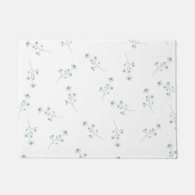 Blue Wildflower Pattern Doormat (Front)