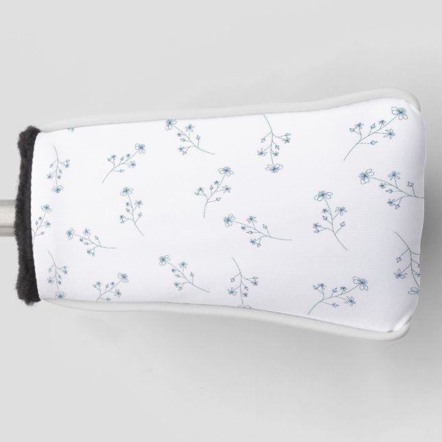 Blue Wildflower Pattern Golf Head Cover (Front)