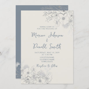 Blue Wildflower Periwinkle Wedding Invitation