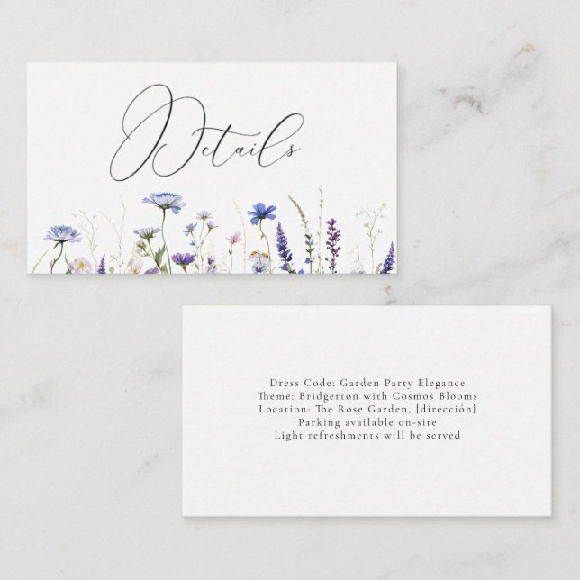 Blue Wildflower Regency Bridal Collection Enclosure Card (Front/Back)
