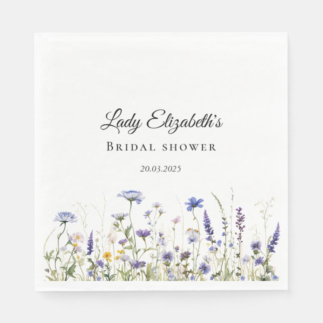 Blue Wildflower Regency Bridal Collection Napkin (Front)