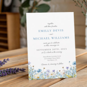Blue Wildflower Romantic Wedding Invitation