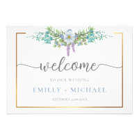 Blue Wildflower Roses and Gold Wedding
