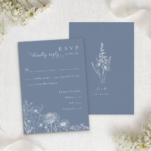 Blue Wildflower RSVP Card Periwinkle Wedding
