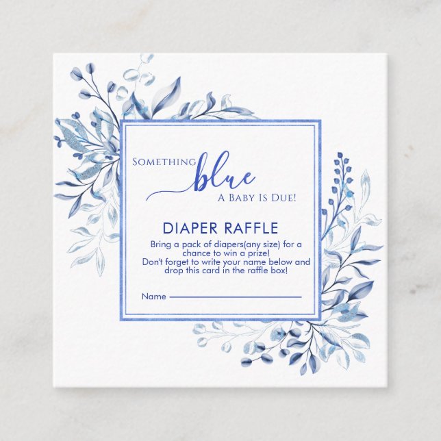 Blue Wildflower Something Blue Diaper Raffle  Enclosure Card (Front)