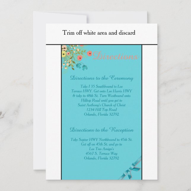 Blue Wildflower Spring 3.5x6 Directions Card (Front)