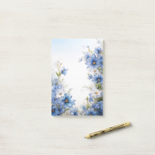 Blue Wildflower Stationery Elegant Floral Post-it Notes