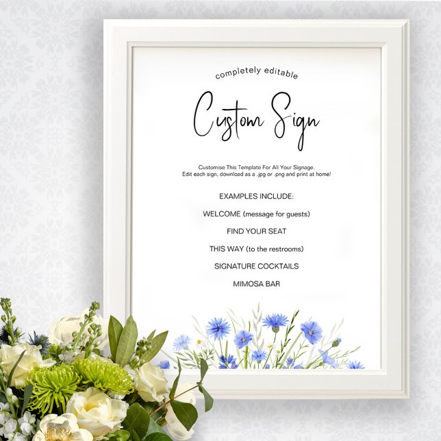 Blue Wildflower Universal Wedding Sign Template (Creator Uploaded)