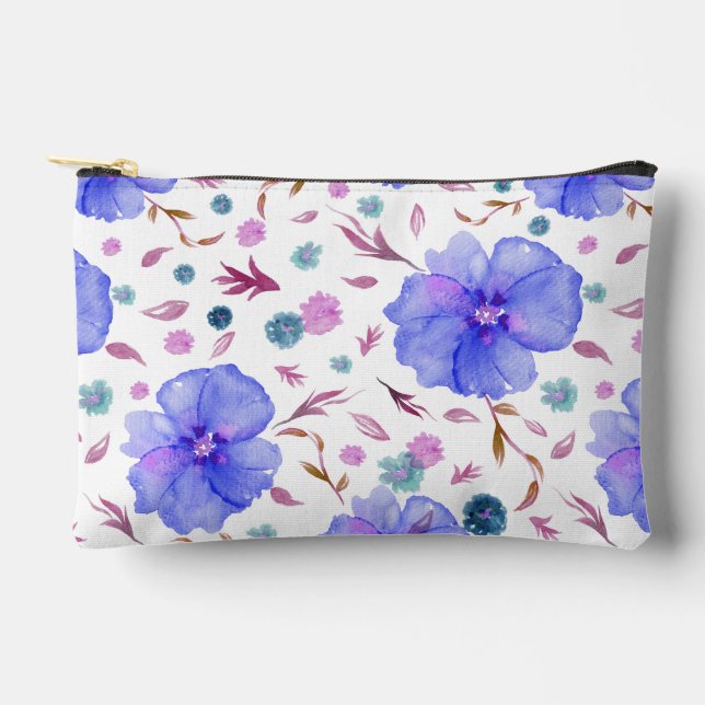 Blue Wildflower Watercolor Pouch Gift for Mother (Front)