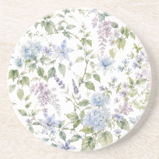 Blue Wildflower Watercolor Sandstone Coaster