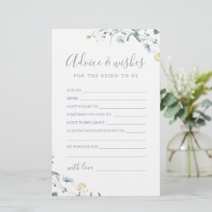 Blue Wildflower wedding advice & wishes card