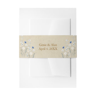 Blue Wildflower Wedding Invitation Belly Band