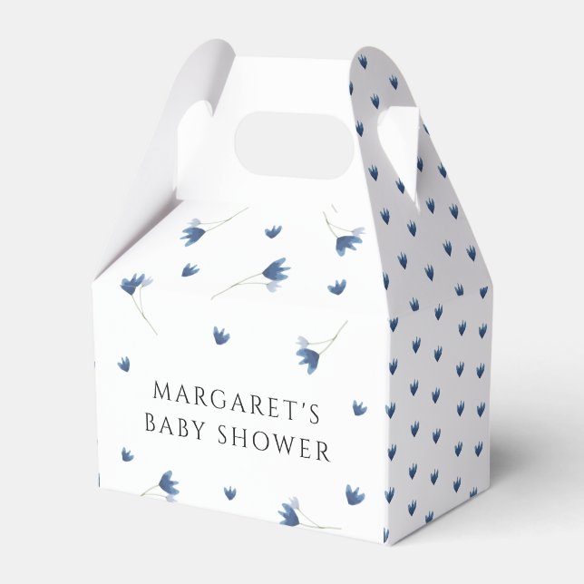 Blue Wildflowers Baby Shower Favour Box (Front Side)