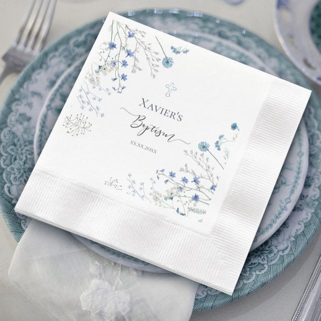 blue wildflowers Baptism Napkin (Creator Uploaded)