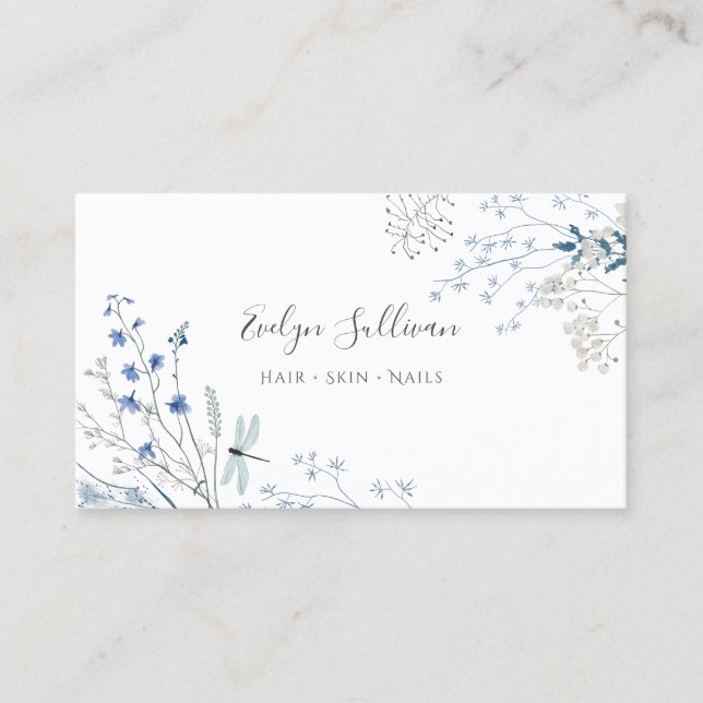 Blue wildflowers business card (Front)